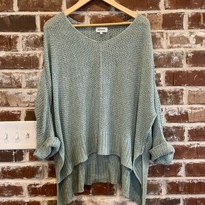 ADORA Women's blue-green V-Neck Sweater- beach vibes